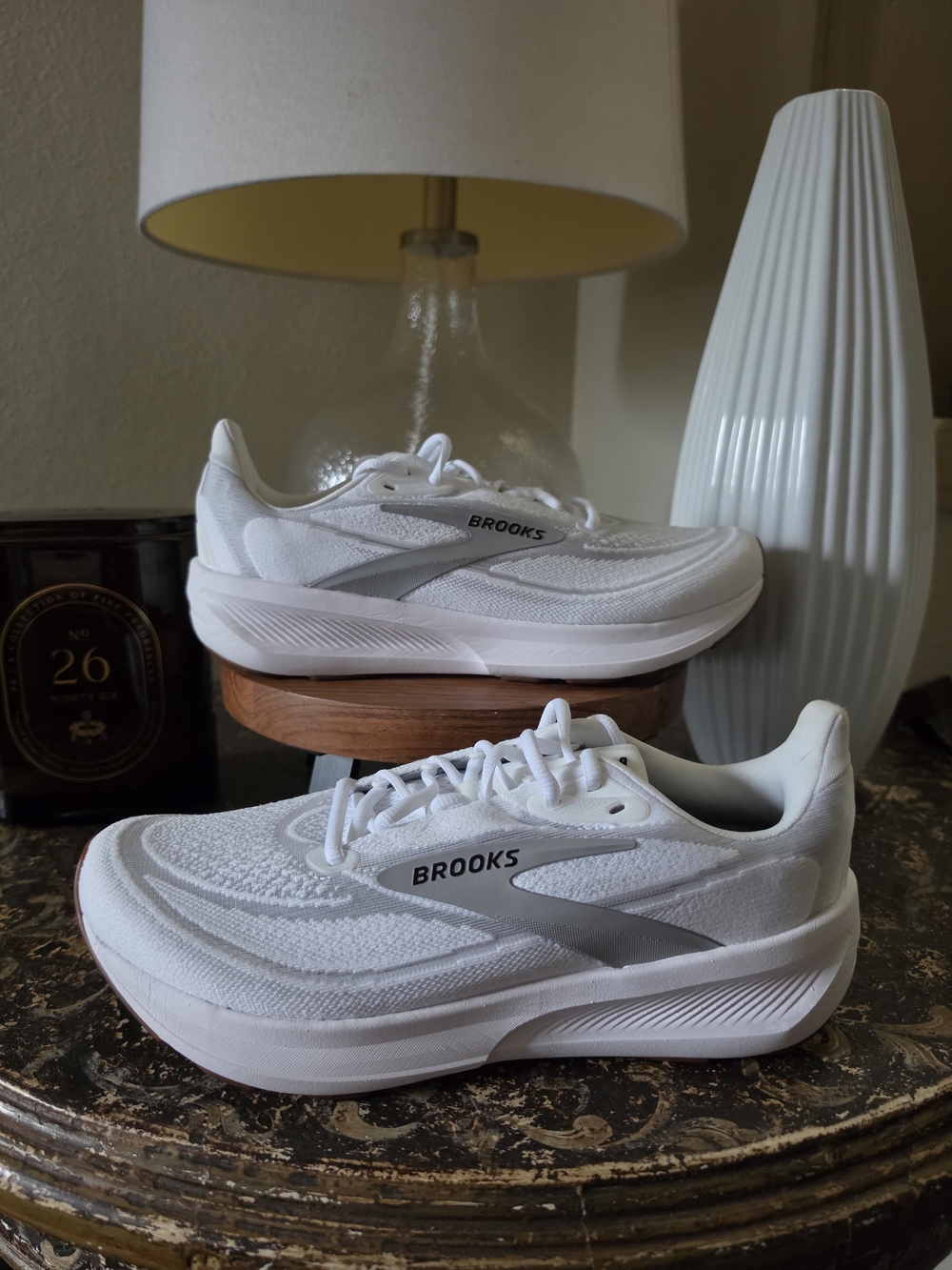 Brooks Unisex White and Silver Running Shoes - Cushioned Trainer